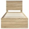 vidaXL Sengestel med hovedg&aelig;rde Sonoma eg 90 x 200 cm Massiv fyrretr&aelig;