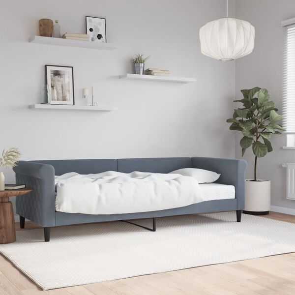 vidaXL daybed med madras 80x200 cm velour m&oslash;rkegr&aring;