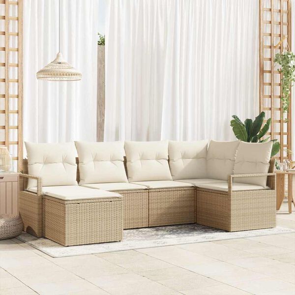 vidaXL Sofa S&aelig;t med pude 8 pcs Beige og creme polyrattan