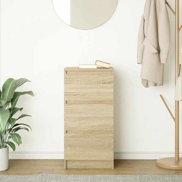 vidaXL skænk 37,5x35x76 cm konstrueret træ røget egetræsfarve