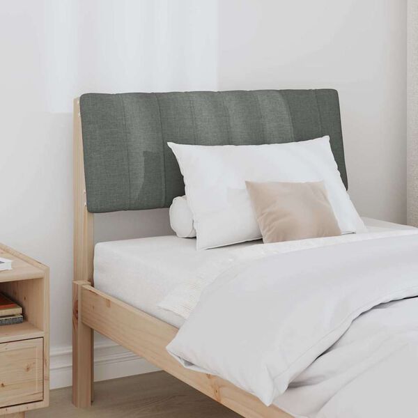 vidaXL Polstret sengegavl M&oslash;rkegr&aring; 80 cm Massiv fyrretr&aelig;