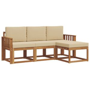 vidaXL Udend&oslash;rs sofagruppe med pude 4 pcs Naturlig og Beige