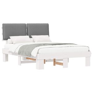 vidaXL Sengestel med Polstret Hovedgavl Lysegr&aring; 160 x 200 cm