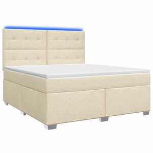 vidaXL Boxmadras med topmadras Cremefarvet 140 x 200 cm Stof
