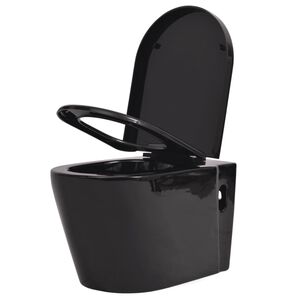 vidaXL v&aelig;gh&aelig;ngt toilet keramisk sort