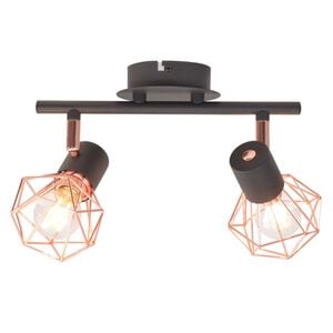 vidaXL loftslampe med 2 spotlys E14 sort og kobber
