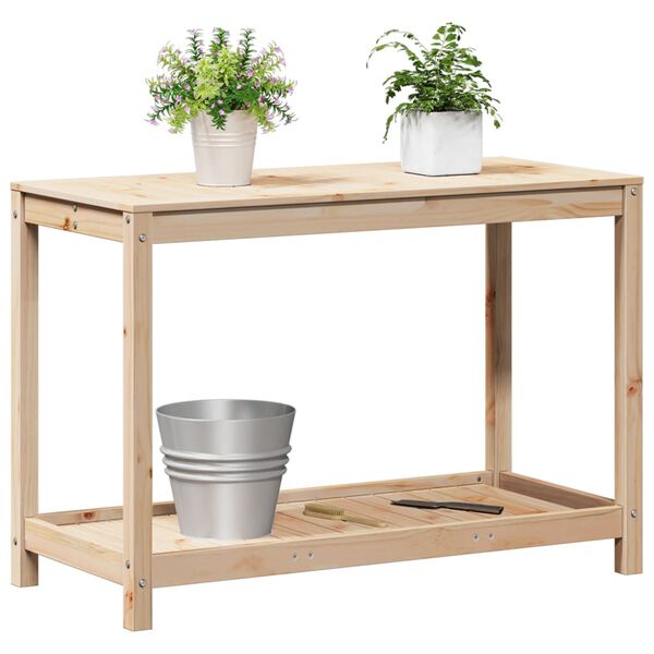 vidaXL plantebord med hylde 108x50x75 cm massivt fyrretr&aelig;