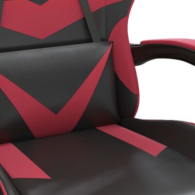 vidaXL drejelig gamingstol med fodstøtte kunstlæder sort og vinrød