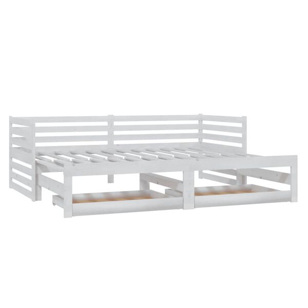 vidaXL daybed med udtr&aelig;k 2x(90x200) cm massivt fyrretr&aelig; hvid