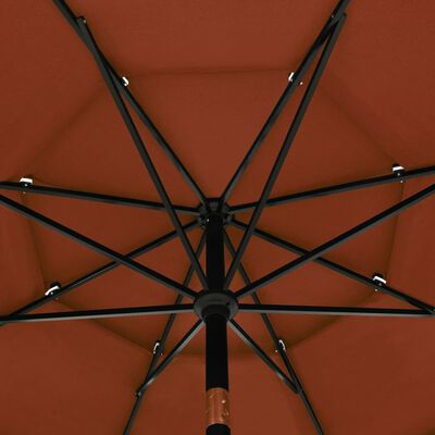 vidaXL parasol med aluminiumsstang i 3 niveauer 3,5 m terrakotta
