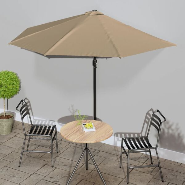 vidaXL balkonparasol med aluminumsstang gråbrun 300 x 155 cm halv