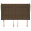 vidaXL sengegavl med kanter 147x23x118/128 cm stof m&oslash;rkebrun