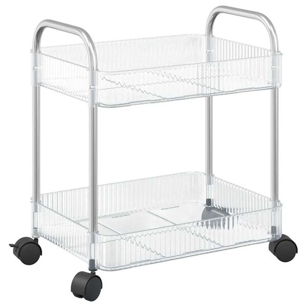 vidaXL opbevaringsvogn i 2 niveauer transparent 37x28x43,5 cm akryl