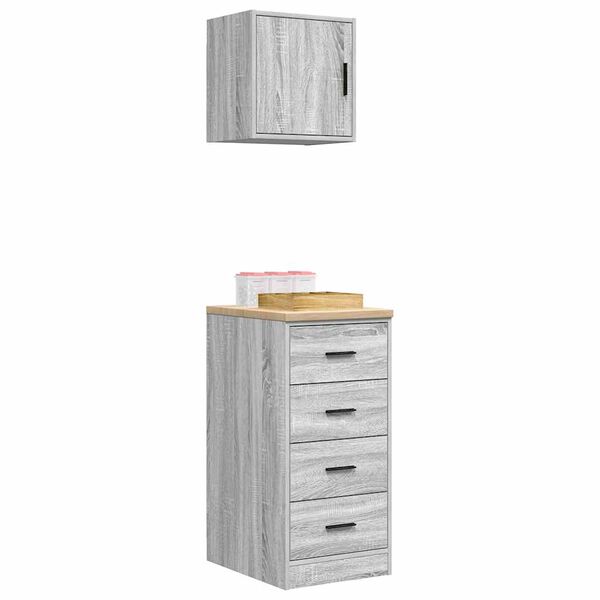 vidaXL skabe til garagen 2 stk. konstrueret tr&aelig; betongr&aring;