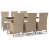 vidaXL spisebordss&aelig;t til haven 7 dele med hynder polyrattan beige
