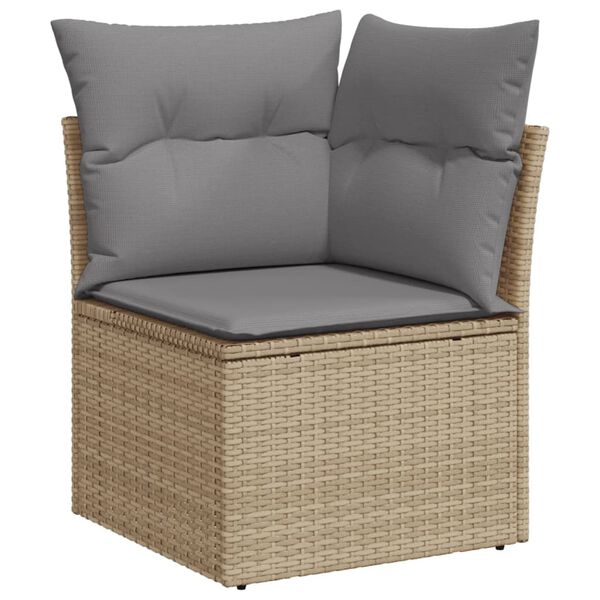 vidaXL havesofasæt 5 dele med hynder polyrattan beige