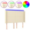 vidaXL sengegavl med LED-lys 147x16x118/128 cm kunstl&aelig;der cremefarvet