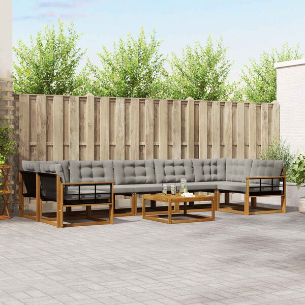 vidaXL Udend&oslash;rs sofagruppe med pude 8 pcs Naturlig og Lys Gr&aring;