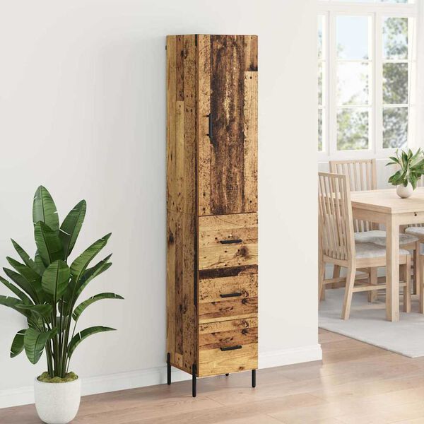 vidaXL Highboard Gammelt tr&aelig; 34,5 x 34 x 180 cm Konstrueret tr&aelig;