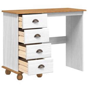 vidaXL Skrivebord ASKIM Hvid 95 x 40 x 75 cm Massiv fyrretr&aelig;