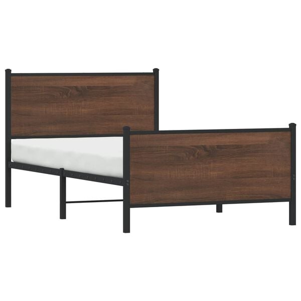 vidaXL sengeramme 107x203 cm uden madras metal brun egetr&aelig;sfarve
