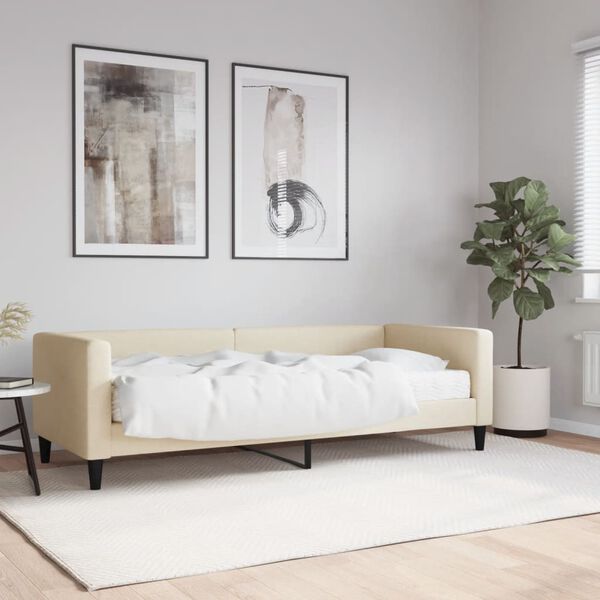 vidaXL daybed med madras 80x200 cm stof cremefarvet