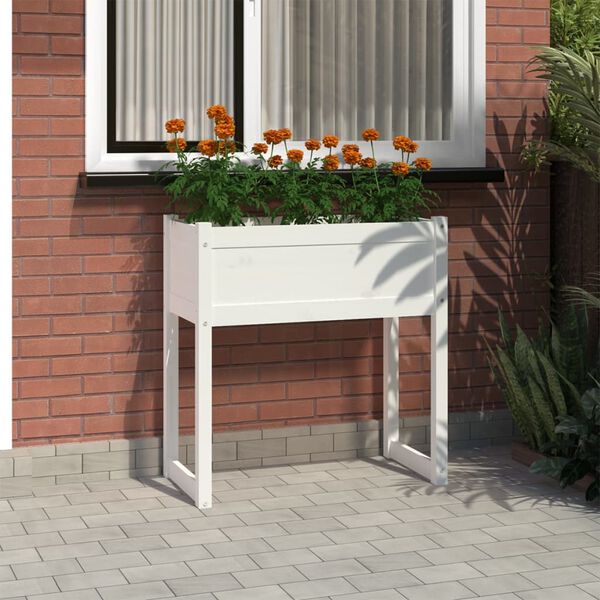 vidaXL plantekasse 78x40x81 cm massivt fyrretr&aelig; hvid