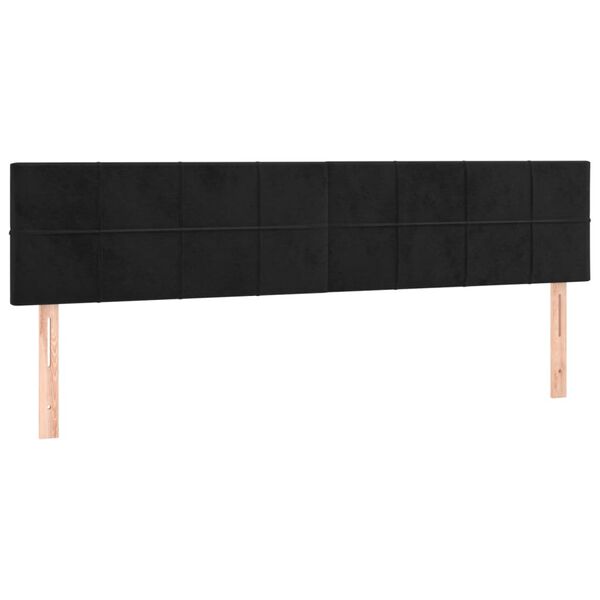 vidaXL sengegavl med LED-lys 200x5x78/88 cm velour sort