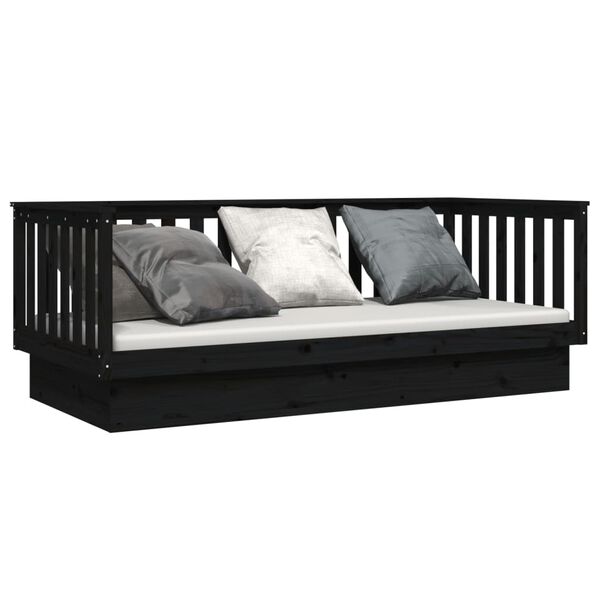 vidaXL daybed 100x200 cm massivt fyrretr&aelig; sort