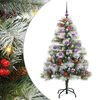 vidaXL Kunstigt juletr&aelig; Gr&oslash;n og hvid 150 cm PVC og metal og plast