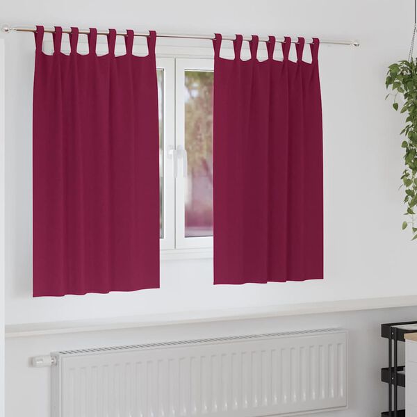 vidaXL M&oslash;rkl&aelig;gningsgardiner med ringe 2 pcs Vinr&oslash;d 140 x 140 cm