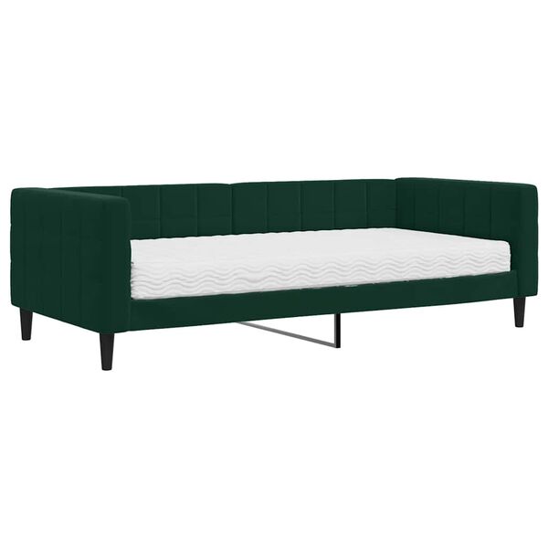 vidaXL daybed med madras 90x200 cm velour m&oslash;rkegr&oslash;n