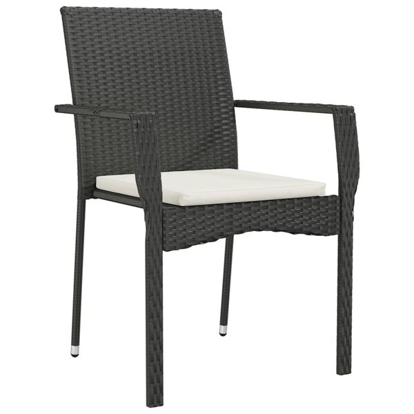 vidaXL havestole med hynder 2 stk. polyrattan sort