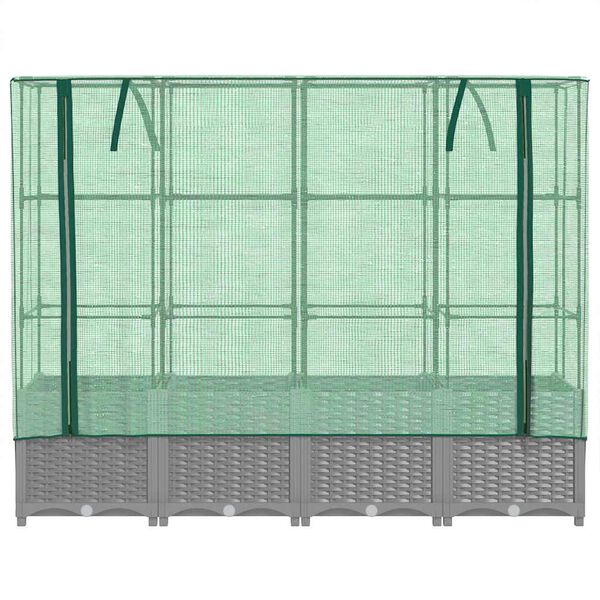 vidaXL h&oslash;jbed med drivhusovertr&aelig;k 160x40x138 cm rattan-look