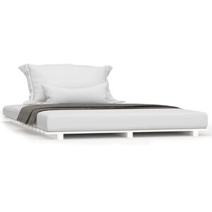 vidaXL sengeramme 135x190 cm massivt fyrretr&aelig; hvid