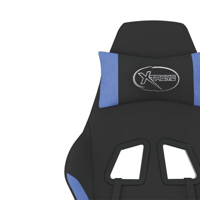 vidaXL gamingstol med fodstøtte stof sort og blå