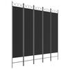 vidaXL 5-panels rumdeler 200x200 cm stof sort