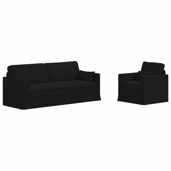vidaXL Sofa 2 pcs Sort 198 x 78 x 80 cm Stof