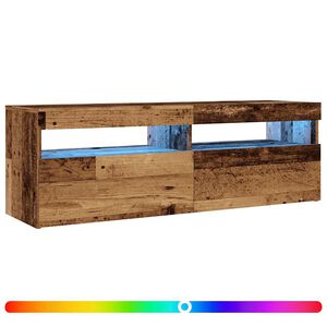vidaXL tv-bord m. LED-lys 120x35x40 cm konstrueret tr&aelig; antikt tr&aelig;
