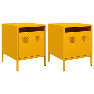 vidaXL sengeborde 2 stk. 35x39x43,5 cm st&aring;l sennepsgul