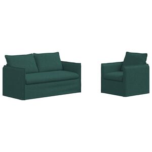 vidaXL Sofa S&aelig;t 2 stk. M&oslash;rkegr&oslash;n Stof