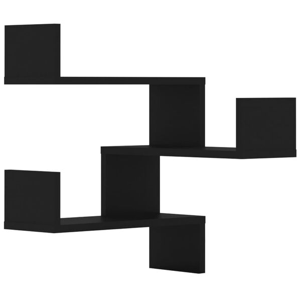 vidaXL væghængt hjørnehylde 2 stk. 40x40x50 cm konstrueret træ sort
