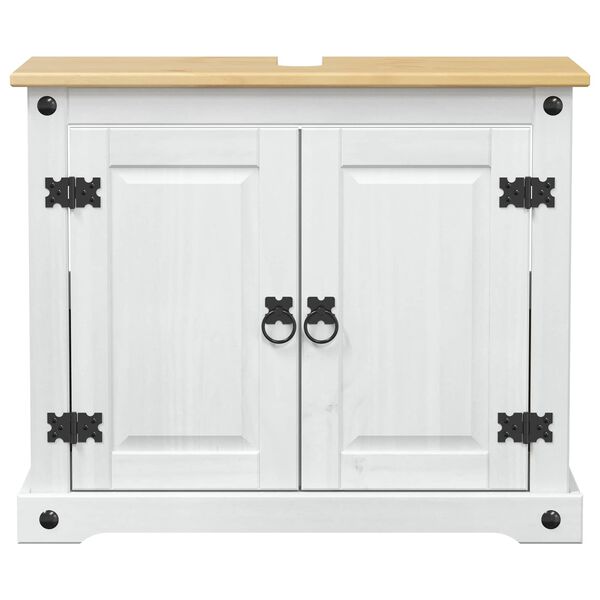 vidaXL Vaskeskab med hylde Hvid 73 x 33 x 60 cm Massiv fyrretr&aelig;