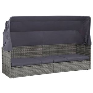 vidaXL solseng med baldakin brun 205 x 62 cm polyrattan