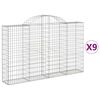 vidaXL buede gabionkurve 9 stk. 200x30x120/140 cm galvaniseret jern
