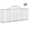 vidaXL buede gabionkurve 8 stk. 200x30x80/100 cm galvaniseret jern