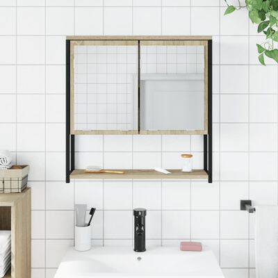 vidaXL badeværelsesskab m. spejl 60x16x60 cm konstrueret træ sonoma-eg