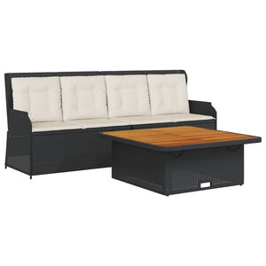 vidaXL sofas&aelig;t til haven 3 dele med hynder polyrattan sort