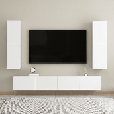 vidaXL tv-bord 30,5x30x110 cm konstrueret træ hvid