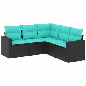 vidaXL sofas&aelig;t til haven 5 dele med hynder polyrattan sort